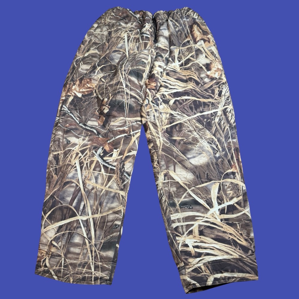 Cabelas Fleece Lined Advantage Camo Pants Mens 2XL Drawstring Hunting *Read